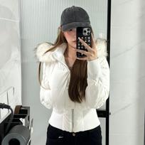Solid color hooded short cotton-padded clothes women's big fur collar waist collection autumn and winter warm cotton jacket brick and mortar store s recommended 40-49kg gray