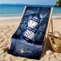 Custom Name Birmingham Football Club Personalized Microfiber Beach Towel, Quick-Dry, Ideal for Summer Travel, Beach Essential, Swimming 70cmx140cm(27x55inch) blue