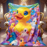 Cozy Fleece Blanket Featuring a Cheerful Yellow Duck Design, Ideal for All Seasons. This Soft, Breathable Blanket with High-Definition Digital Prints 150X180CM
