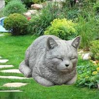 Sleeping Cat Sculpture Memorial Ornament Gift Balcony Funny Porch Patio Lawn Housewarming Garden black