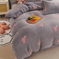 Winter Duvet Cover Thick Fleece Warm Flannel Coral  Double Sided Velvet Bedding  Single Double Queen King Size Quilt Cover 2PCS  Pillowcase