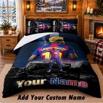 Lamine Yamal Pattern Bedding 3Pcs Set Custom Name, Bed Sheet And Pillowcases For Home Bedroom 135cmx200cm