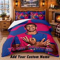 Lamine Yamal Pattern Bedding 3Pcs Set Custom Name, Bed Sheet And Pillowcases For Home Bedroom 140cmx210cm
