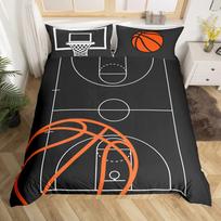Basketball Duvet Cover Set Queen,Sports Gaming Comforter Cover For Boys Girls,Black Graffiti Bedding Set Sports Bedspread Cover EU single(135x200cm)