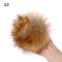 15cm Big Women Pom Fur Pompom Imitation Knitted Hat Skullie 22