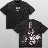 Anime Peripherals BLEACH Yhwach Manga Graphic Print T-shirt Men Women Oversized Short Sleeve Vintage Washed O-neck Cotton Top Summer New Tee L black