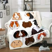 Kids Guinea Pig Fleece Blanket for Sofa Couch Cute Cavy Pattern Sherpa Blanket Cartoon Lovely Pet Plush Throw Blanket 125X150CM