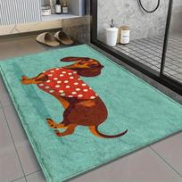 VIKAMA Cute Dachshund Dog Bath Mat Anti-Slip Shower Room Door Mat Indoor and Outdoor Entrance Carpet Home Decoration 43X120CM