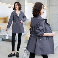 Hooded Mid-length Windbreaker Fashion Drawstring Windproof Jacket Oversized Women's Fashion Spring and Autumn Windbreaker XXXL
