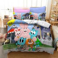 The Amazing World of Gumball Duvet Cover Pillowcase Cartoon Bedding Set Kids Girl Boys Adults Gift Single Double Large Size 100×135cm
