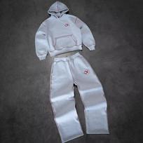 Fleece gobtuvas su siuvinėjimu ir sportinės kelnės rinkinys Unisex Atsitiktinis gatvės stiliaus komplektas XXXL gray