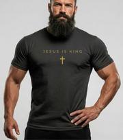 Jesus Is King Christian T-Shirt Cross Minimalist Faith Tee Religious Shirt XXL black