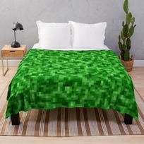 Green Pixel Blocks for Video Game Fans Throw Blanket 100cm*150cm