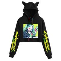Cyberpunk Edgerunners Rebecca Fleece Hoodie studentams - 2022 m. rudens/žiemos kolekcija S black