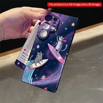 2DFlat Samsung phone case Cosmic Cats Surfing Through Stars Applicable to Galaxy S23 S24 S25ULTRA S26 A12 A14 A15 A16 A54 A55 Galaxy A34 5G