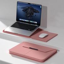 13-14/15-16 Inch Laptop Sleeve Holder with Stand Multifunction Notebook Case Foldable Leather Carrying Pouch for Macbook Air