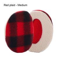 Men Women Windproof Warm Winter Fluffy Fleece Ear Warmers Bandless Ear Warmers Earmuffs Ear Cover Red plaid - Medium