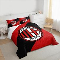 Red Black AC Milan Logo Bedding set Design. Bedding set (1 duvet cover, 2 pillowcases, duvet not included). 200x200cm
