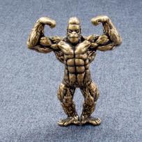 Brass King Kong Gorilla Desk Ornament: Micro-Carved Copper Decoration and Tea Pet