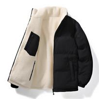 Reversible Cotton Puffer Jacket Fleece Lined Warm Winter Outdoor Coat Teens Men Women 2XL