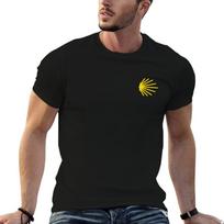 Camino De Santiago Geltonos kriauklės tako žymeklis Marškinėliai Paprasti vienspalviai apvalia kaklo iškirpte T-shirt L black