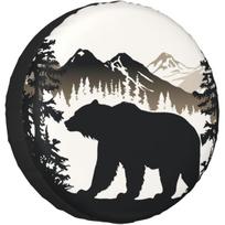 Bear and Mountain Spare Tire Cover Wheel Protectors for Decoration and Weather Protection for Trailers Rv SUV Truck 14 Inch 17inch
