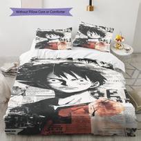 One Piece Monkey D Luffy Pattern Bedding Quilt Set Quilt Cover Pillowcase Home Birthday Gift(1 * duvet cover + 2 * pillowcase, without core) 155x200cm