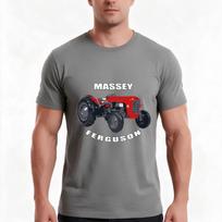 Massey Ferguson Tshirt Summer Casual Cotton Tee Oversized Streetwear Tops Vintage Graphic Print Loose Fit Short Sleeve 4XL gray