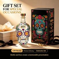 Xiaomi Sugar Skull Liquor Decanter, Hand Painted Dia De Los Muertos Clear Glass Skull Tequila Bottle, Day of the Dead Decor Gift