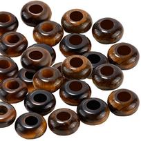 30Pcs Natural Tiger Eye European Beads Large Hole Beads Rondelle 10x4.5mm Hole: 4mm