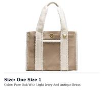 Lululemon Boxy Polyester With Cotton Tote Bag, Shopping Bag, Handbag Unisex Sheer Oak & Light Ivory & Antique Brass LW9FWTS-076305 One Size 1 antikvarinės žalvario spalvos