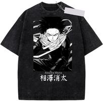 Anime My Hero Academia Shouta Aizawa Print T-shirt Clothing Men Women Cotton Tshirts Retro Washed T Shirt Harajuku Male Tops S black