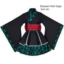 Japanese Anime Inosuke Kamado Nezuko Cosplay Costume Kochou Shinobu Halloween Maid Dress Outfit For Women Fancy Costume S black