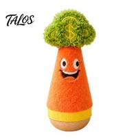 Interactive Plush Carrot Toy Wobbling Dog Toy, Chew with Wooden Wobble Base, Pet Energy Consumption Toys Self-Righting for Indoor Small Dogs Solo Play oranžinė