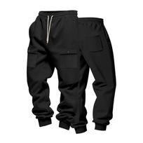Mens Loose Fit Thick Fleece Cargo Sweatpants Outdoor Casual XXL black