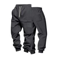 Mens Loose Fit Thick Fleece Cargo Sweatpants Outdoor Casual L black