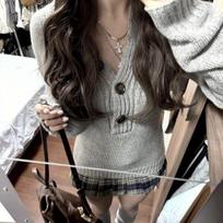 Sweater Women Gray Long Sleeve Knitted Jumpers Spice Girls Slim Pullover Spring Autumn New Comfortable Casual Sweaters S pilka