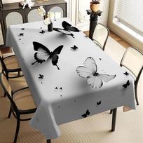 VIKAMA Premium Grey Butterfly Print Tablecloth Waterproof and Easy to Clean Kitchen Dining Table Restaurant Home Decor 60x84