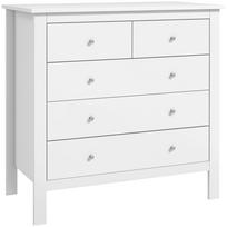 5-Drawer Chest of Drawers, Raised Legs, 79x39.5x80.5 cm, White