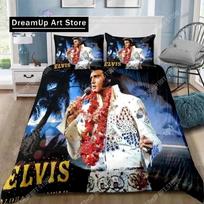 Poster Collection E-Elvis Presley Bedding Set Single Twin Full Queen King Size Bed Set Adult Kid Bedroom Bedding Gift EU Single 90x200cm