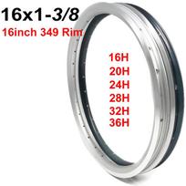 1PC High Quality 16x1-3/8 CNC Small Wheel Bike Rim 16/20/24/28/32/36 Holes Black Silver 349 Rims For Bicycle Can Customized 1pc Silver 36H 349