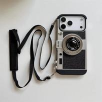 3D Retro Camera Phone Case with Crossbody Lanyard for iPhone 17 16 Pro Max 15 14 13 12 11 XS Max XR X 8 7 Plus SE 2022 Mini iPhone 15 Pro