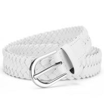 Women's Vintage Braided Belt - Skinless No-Hole Woven Thin Waistband for Pants Dresses - Casual All-Match Boho Style 110*2.5cm white