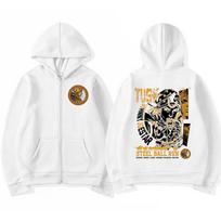 Anime Jojo Bizarre Adventure Zipper Hoodies Johnny Joestar STEEL BALL RUN Manga Zip Up Sweatshirts Men Fashion Pullovers Coats M white