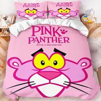 Pink Panther Cartoon  Duvet Cover Bedding Set Hot Pink Background Print Pillowcase Cute Girls Bedroom Quilt Cover Christmas 135X200CM