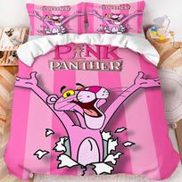 Pink Panther Cartoon  Duvet Cover Bedding Set Hot Pink Background Print Pillowcase Cute Girls Bedroom Quilt Cover Christmas 135X200CM