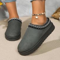 Women's Large Size Thick Sole Fleece-Lined Warm Snow Boots Faux Fur Cotton Shoes. 41 brown