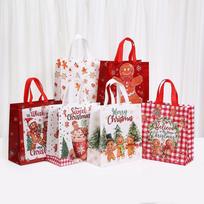 Christmas Party Bag Non-Woven Non Woven Tote Bag Reusable Gift Bag Festive For Festival Celebrations Christmas Gift Snacks raudona