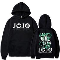 Anime JoJo Bizarre Adventure Stardust Crusaders Kujo Jotaro Hoodies Men Women Clothing Fashion Pullovers Long Sleeves Sweatshirt S black