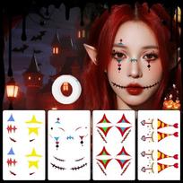 Make Up Joker Face Tattoo Sticker Art Spider Web Tattoo Sticker  Halloween Set A-4 Sheets